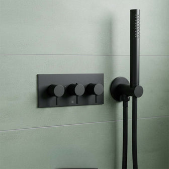 3 Outlet Thermostatic Concealed Shower Valve - Matt Black Main image