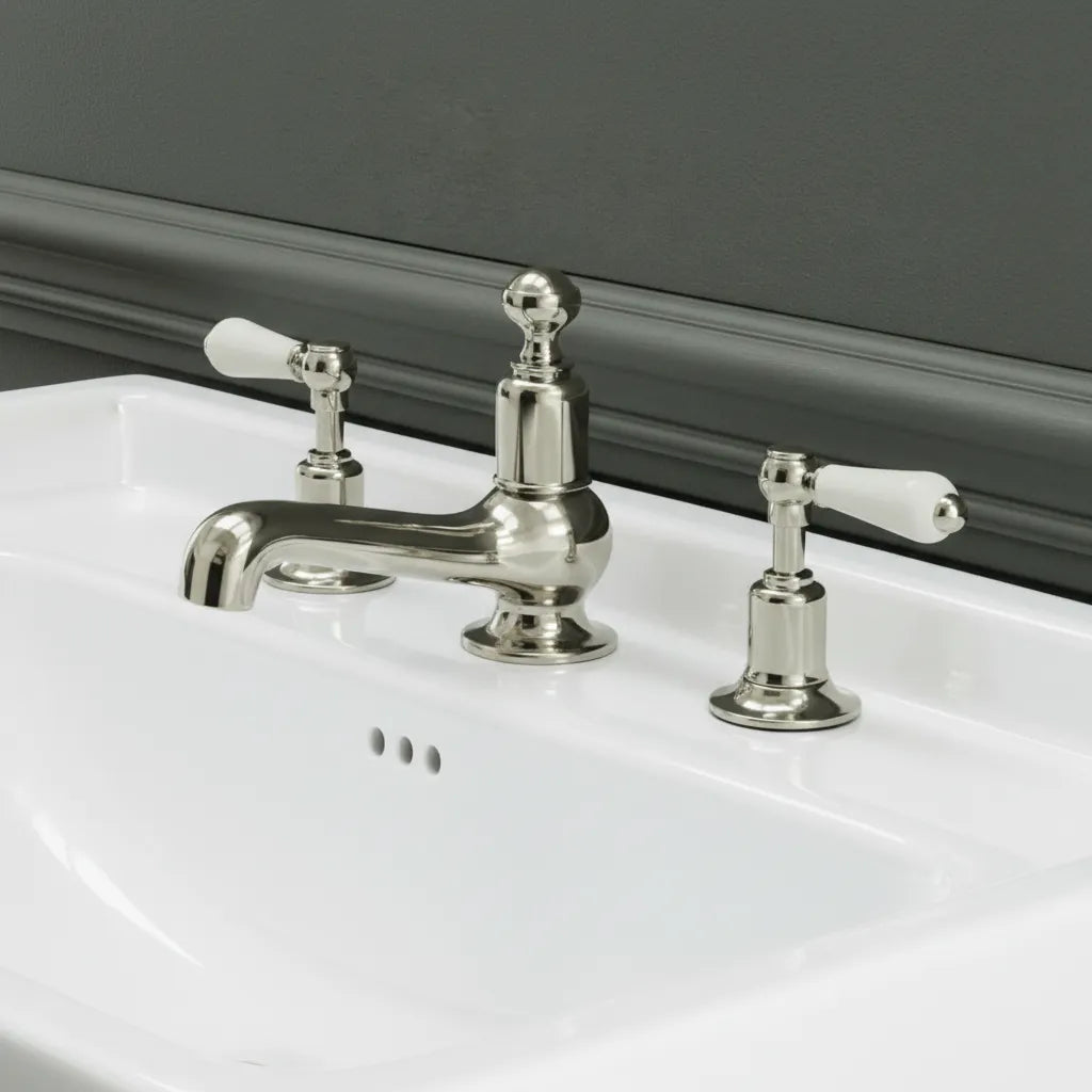 3 Hole Victorian Deck-Mounted Long-Nose Basin Mixer Tap