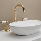 Deck-Mounted Traditional 3 Hole Gold Basin Mixer Lever Tap