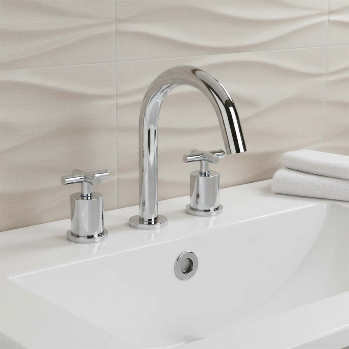 3 hole basin tap deck mounted - chrome  Main image