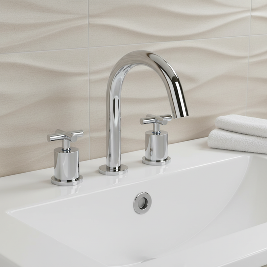 3 hole basin tap deck mounted - chrome 