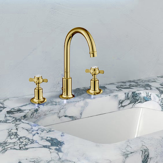 Gold 3 Hole Basin Tap with Pop up Waste 564