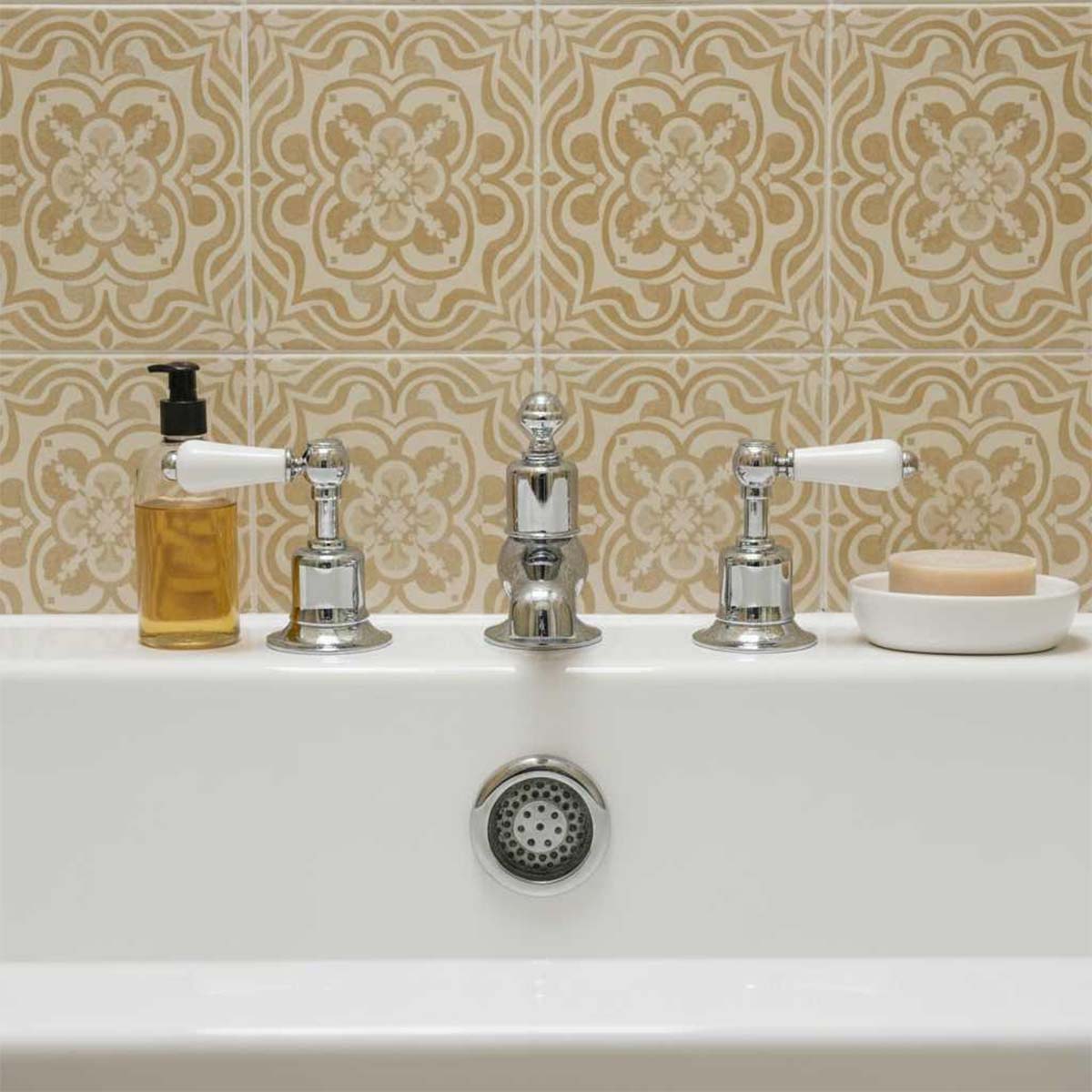 3 hole deck mounted traditional bath tap - chrome