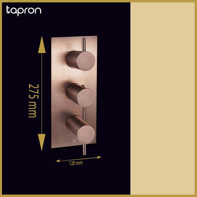 Brushed Bronze 3 outlet thermostatic shower valve-Tapron