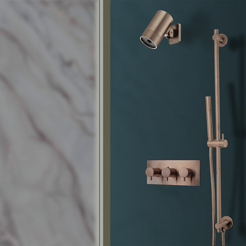 3 outlet brushed bronze thermostatic shower valve