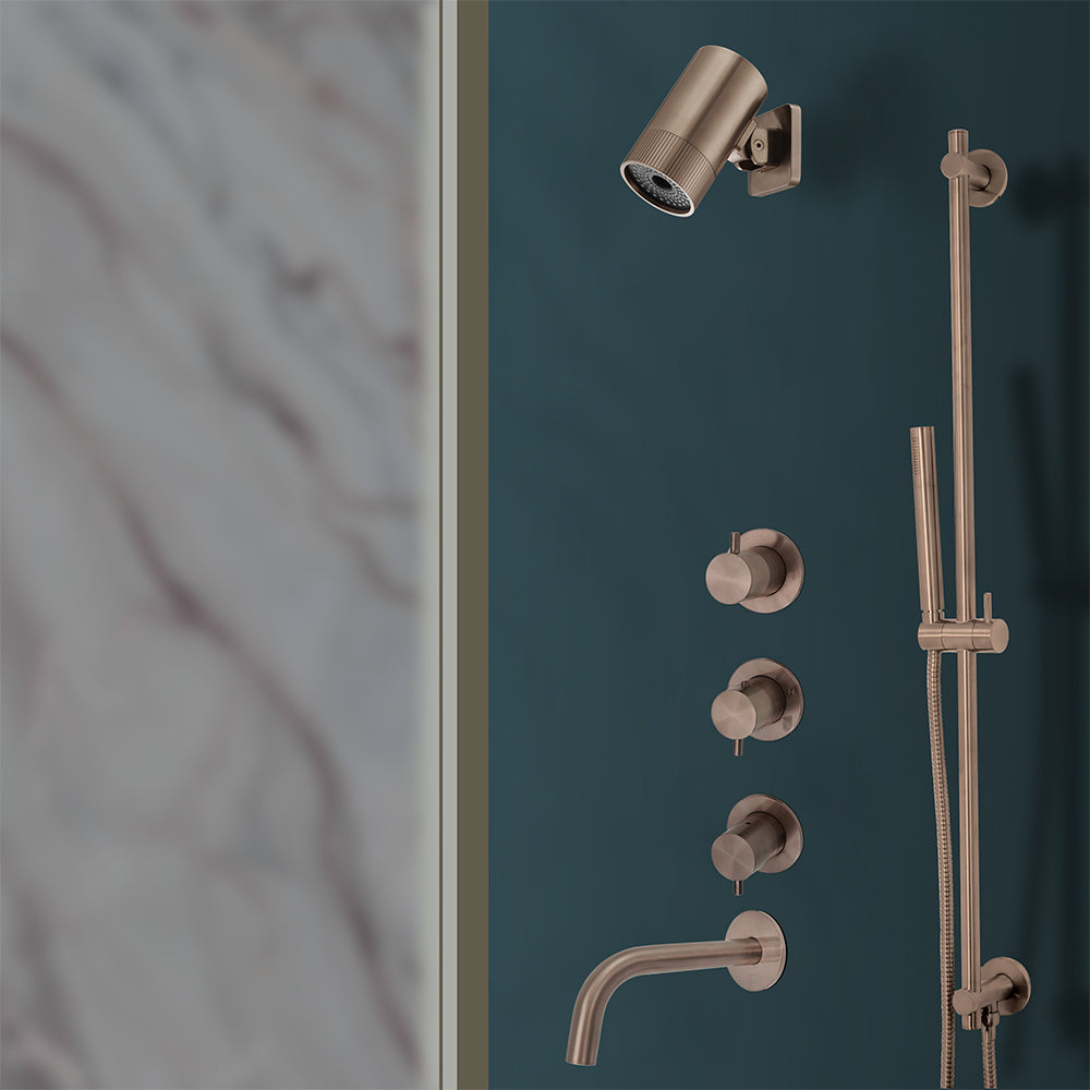 Thermostatic Concealed 3 Outlet Shower Valve - Brushed Bronze Secondary image