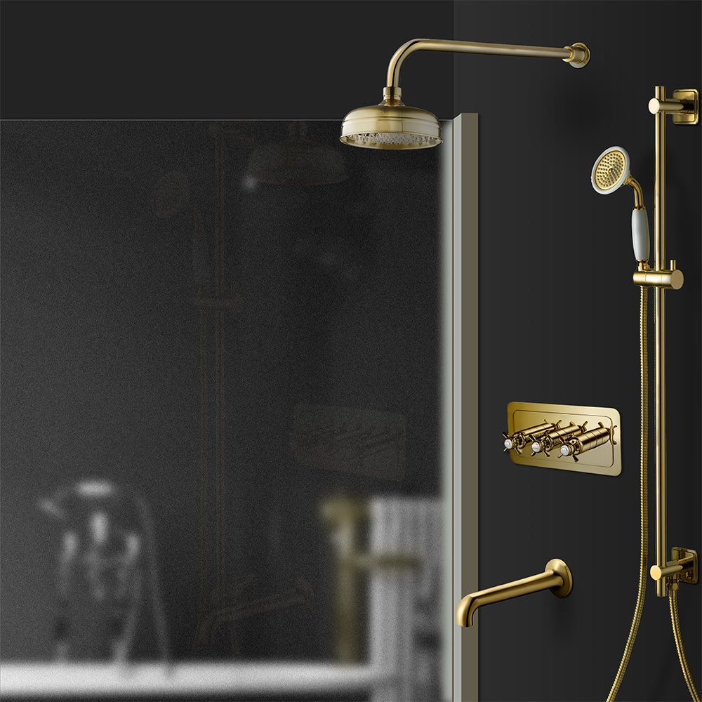 Antique Brass 3-Outlet Concealed Thermostatic Shower Valve Secondary image