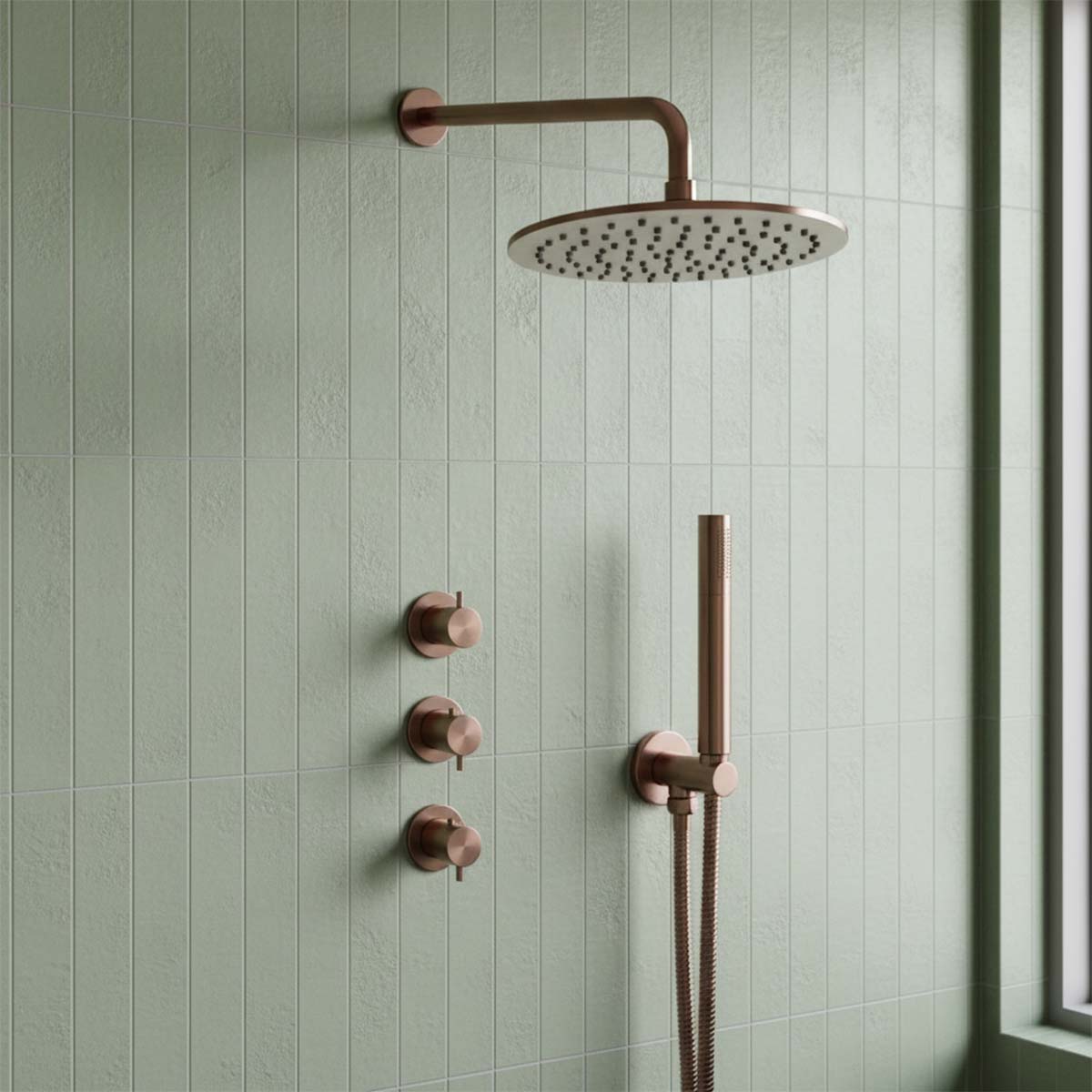 3 outlet thermostatic shower valve - bronze