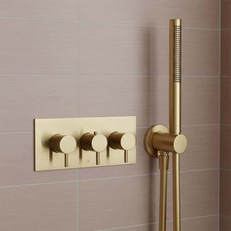 3 way concealed shower valve  - brushed brass Main image