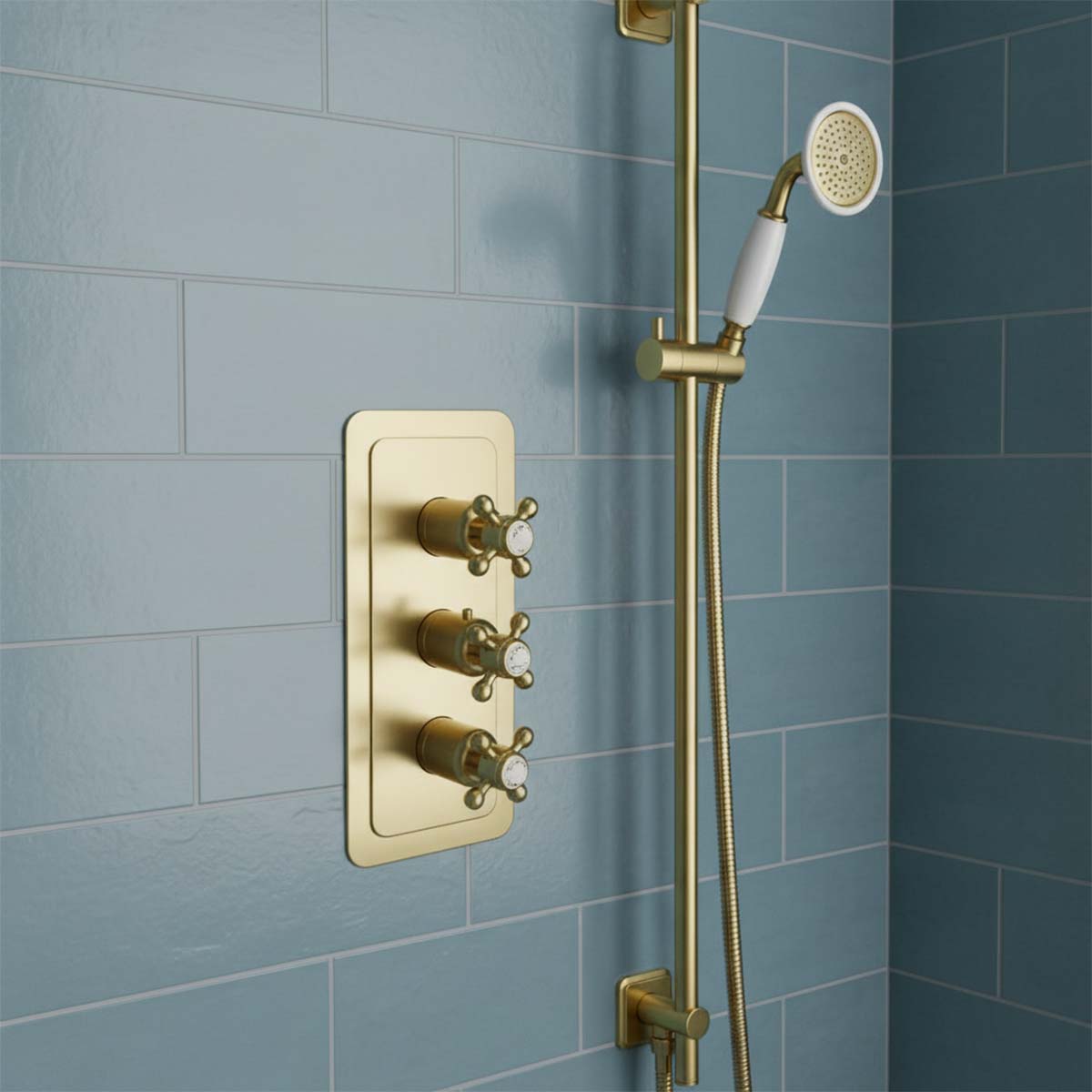 3 way concealed shower valve brushed brass