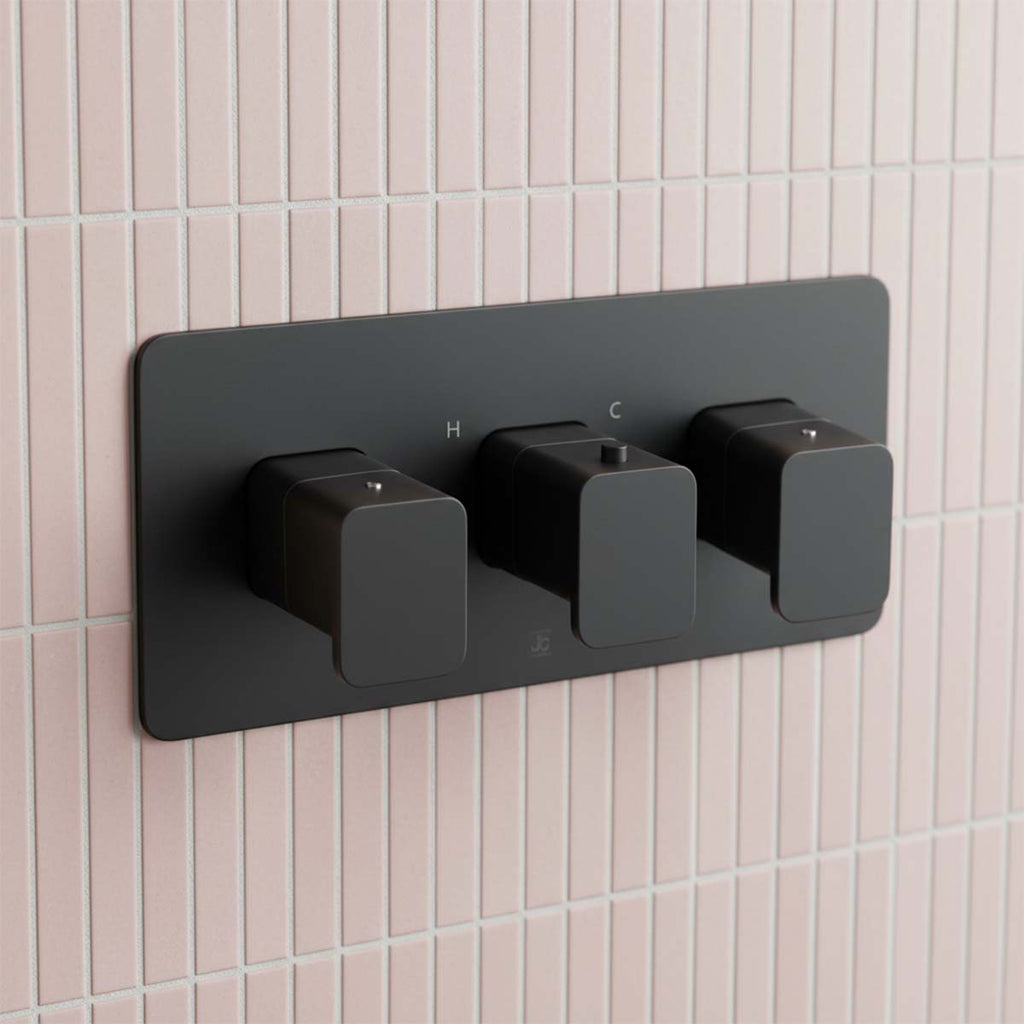 3 way concealed shower valve matt black vertical 