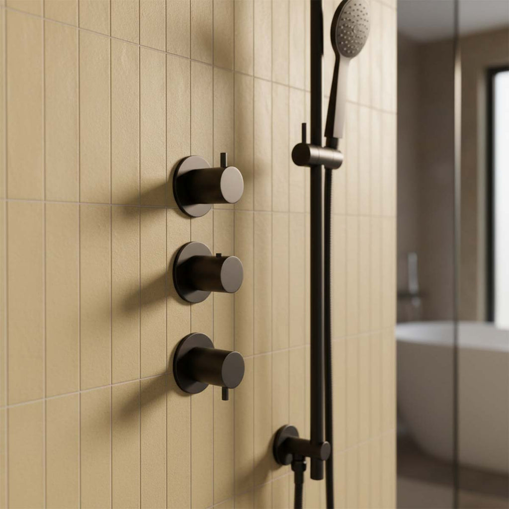 3 way concealed shower valve modular model - Matt black 