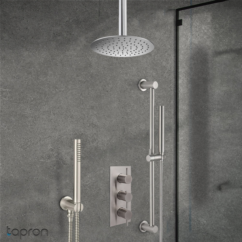 Stainless Steel Thermostatic Shower 3 Outlet Valve - Vertical Secondary image