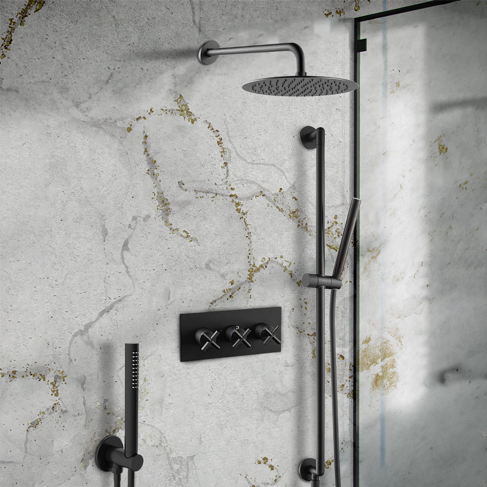 3 way shower diverter valve matt black