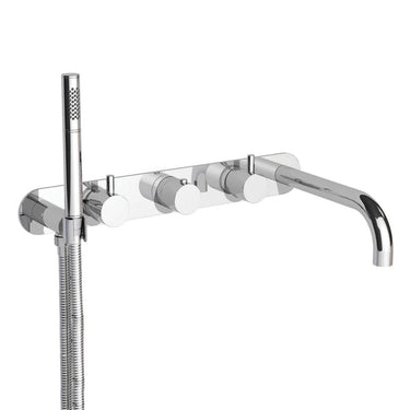 5-Hole 2-Outlet Shower Mixer Tap Set with a Thermostatic Valve- Chrome
