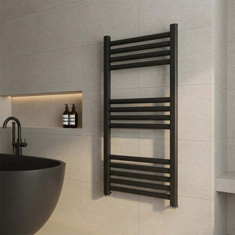 Matt Black Dual Fuel Towel Rail - 800mm x 400mm Secondary image
