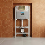 980mm Pre-wall Freestanding W.C. Frame with Cistern & Brushed Brass Flush Plate