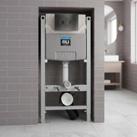 980mm Pre-wall Freestanding W.C. Frame with Cistern & Gunmetal Dual Flush Plate