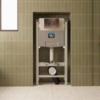 980mm Pre-wall Freestanding W.C. Frame with Cistern & Pneumatic Brushed Bronze Flush Plate with buttons