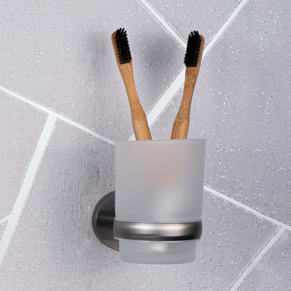 brushed black toothbrush holder 