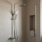 Adjustable Overhead Shower with Handset, Bath Spout and Thermostatic Bar
