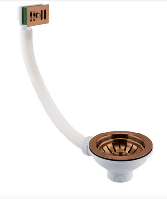 Basket Strainer Kitchen Sink Waste with Square Overflow - Brushed Bronze Secondary image