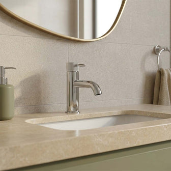 Chrome Basin Mixer Tap with Knurled Handle Deck Mounted Secondary image