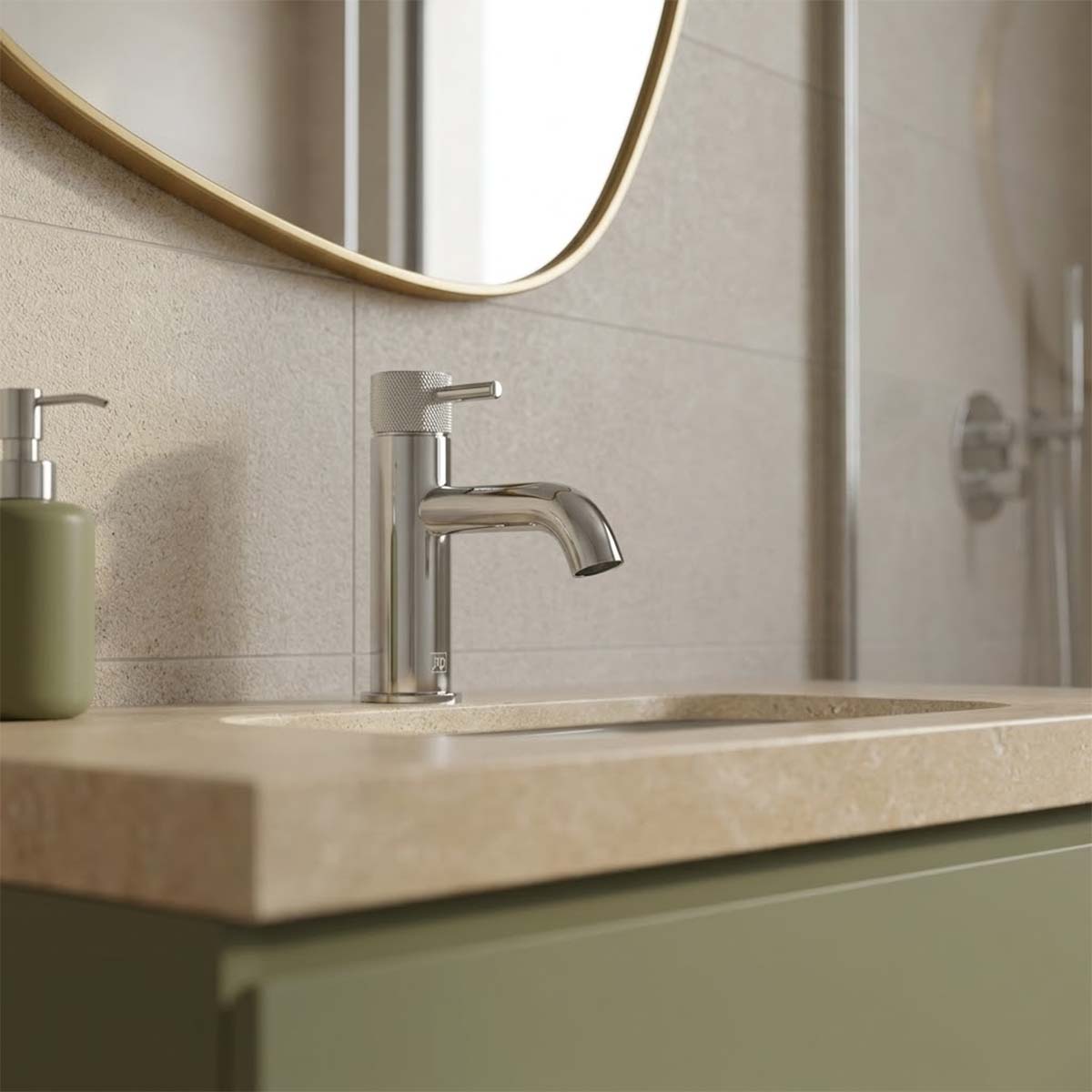 Basin Mixer Tap with Knurled Handle Deck Mounted