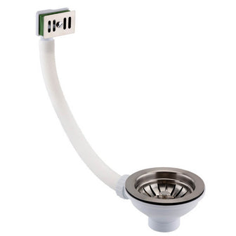 Basket Strainer for Kitchen Sink with Square Overflow Pipe and Cover – stainless steel Main image