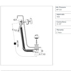 Bath Filler with Pop up Waste tchenical details 