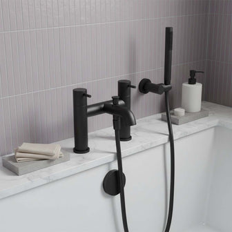 Bath Mixer Tap Deck Mounted with Shower Kit - Matt Black Main image