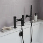 Bath Mixer Tap Deck Mounted with Shower Kit - Matt Black