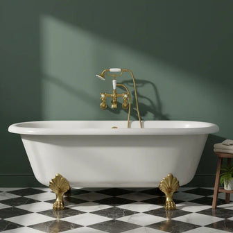 Traditional Bath Shower Mixer Tap with Kit Wall Mounted - Brushed Brass Secondary image