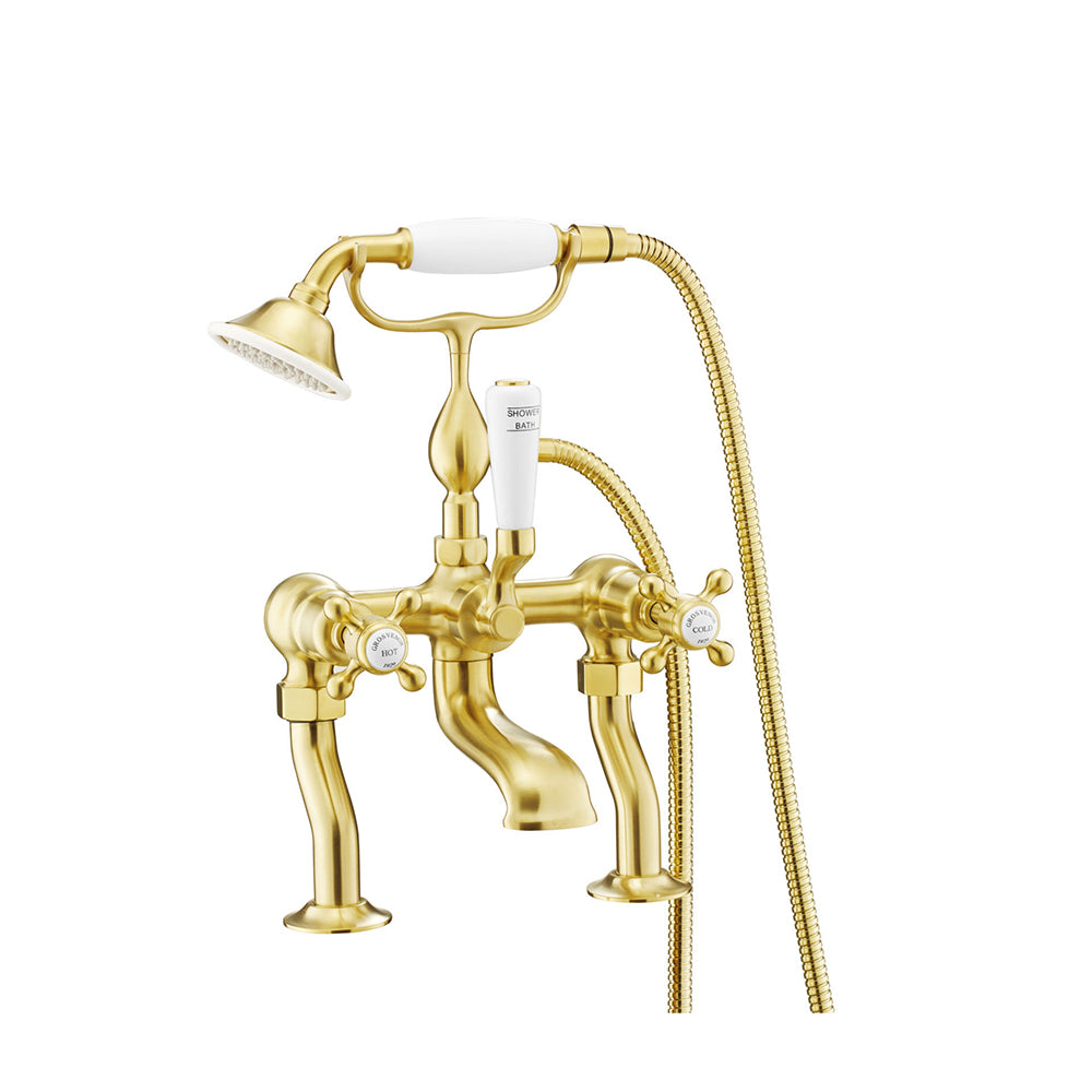 Bath Shower Mixer with Kit Wall Mounted - Brushed Brass