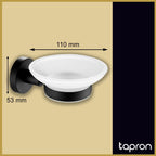 Matt Black Soap Dish With Glass-Tapron