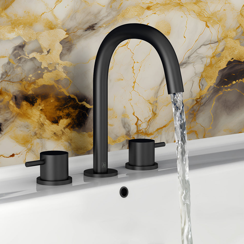 Black 3 Hole Deck Mounted Mono Basin Mixer Tap