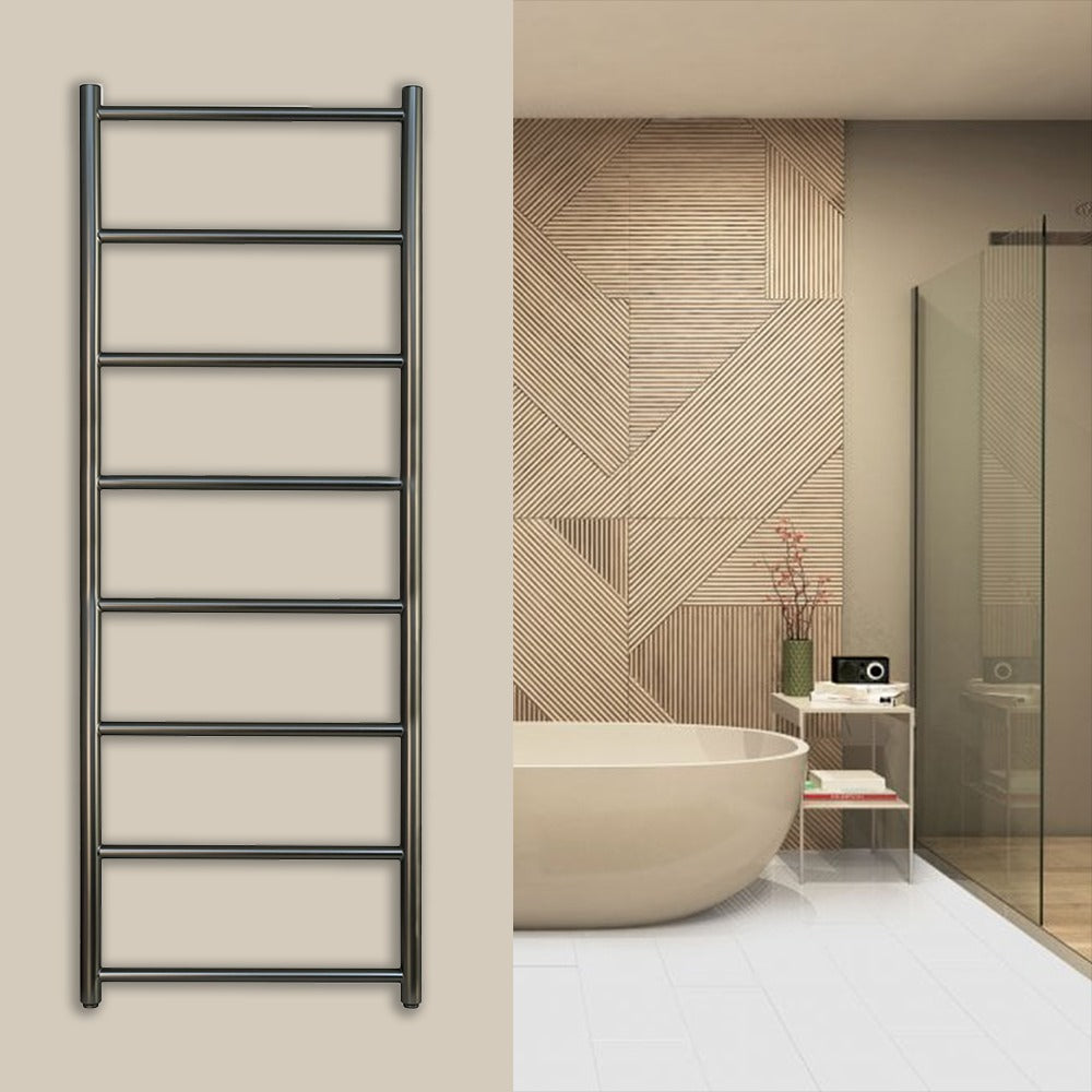 Black Heated Towel Radiator 1200 X 500 - Brushed Black
