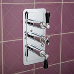 Black Lever Thermostatic Conceal 3 Outlet Shower Valve