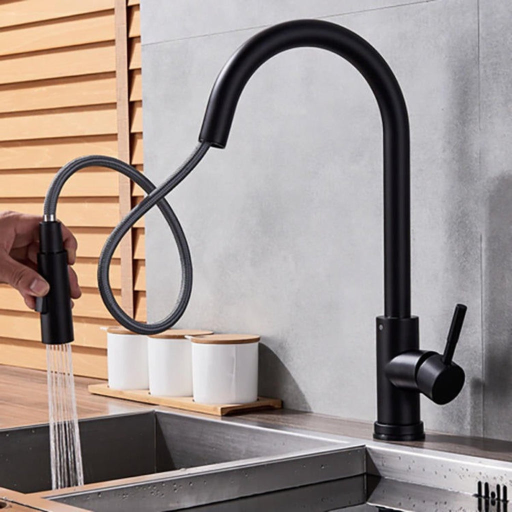 black pull out kitchen tap