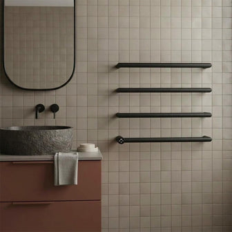 Matt Black Round Bar Heated Dry Electric Towel Rail Main image