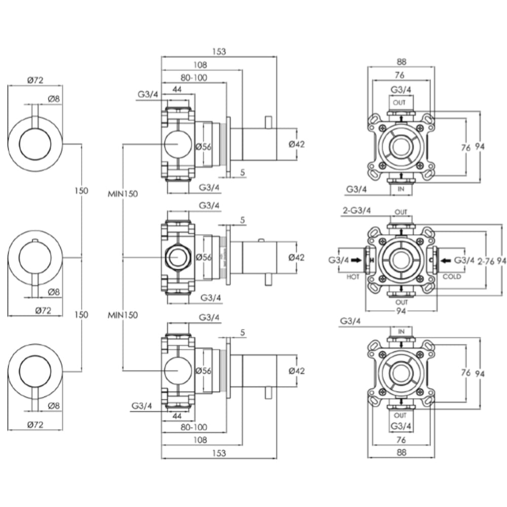 thermostatic concealed shower valve Tapron UK