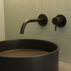 Black Single Lever Basin Mixer Tap with Knurled Handle - Wall Mounted