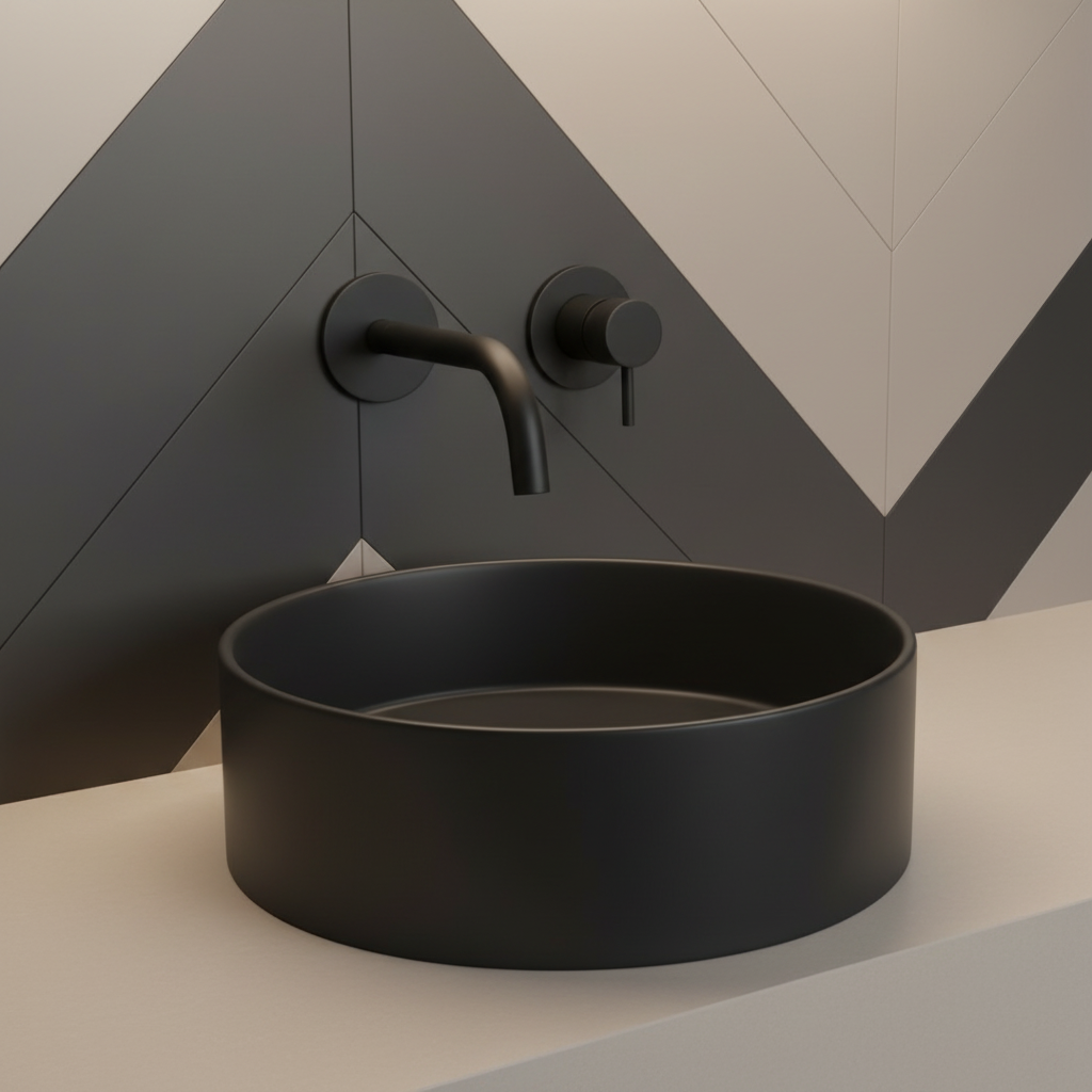 Black Single Lever Basin Mixer Tap 