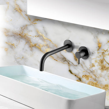 Black Single Lever Wall Mounted Basin Mixer Tap - 250mm