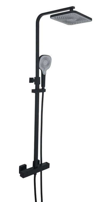 Black Thermostatic Shower Bar Valve with 2 Outlets and Handheld Shower
