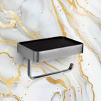 Black Toilet Roll Holder with Mobile Phone Shelf