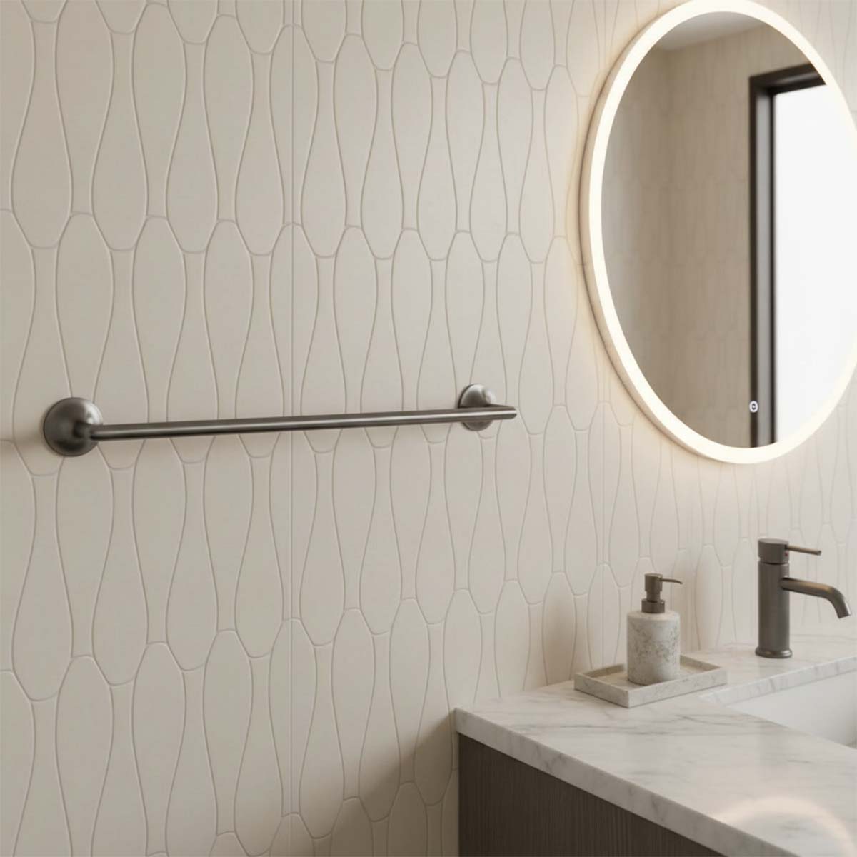 Black single towel bar holder wall mounted