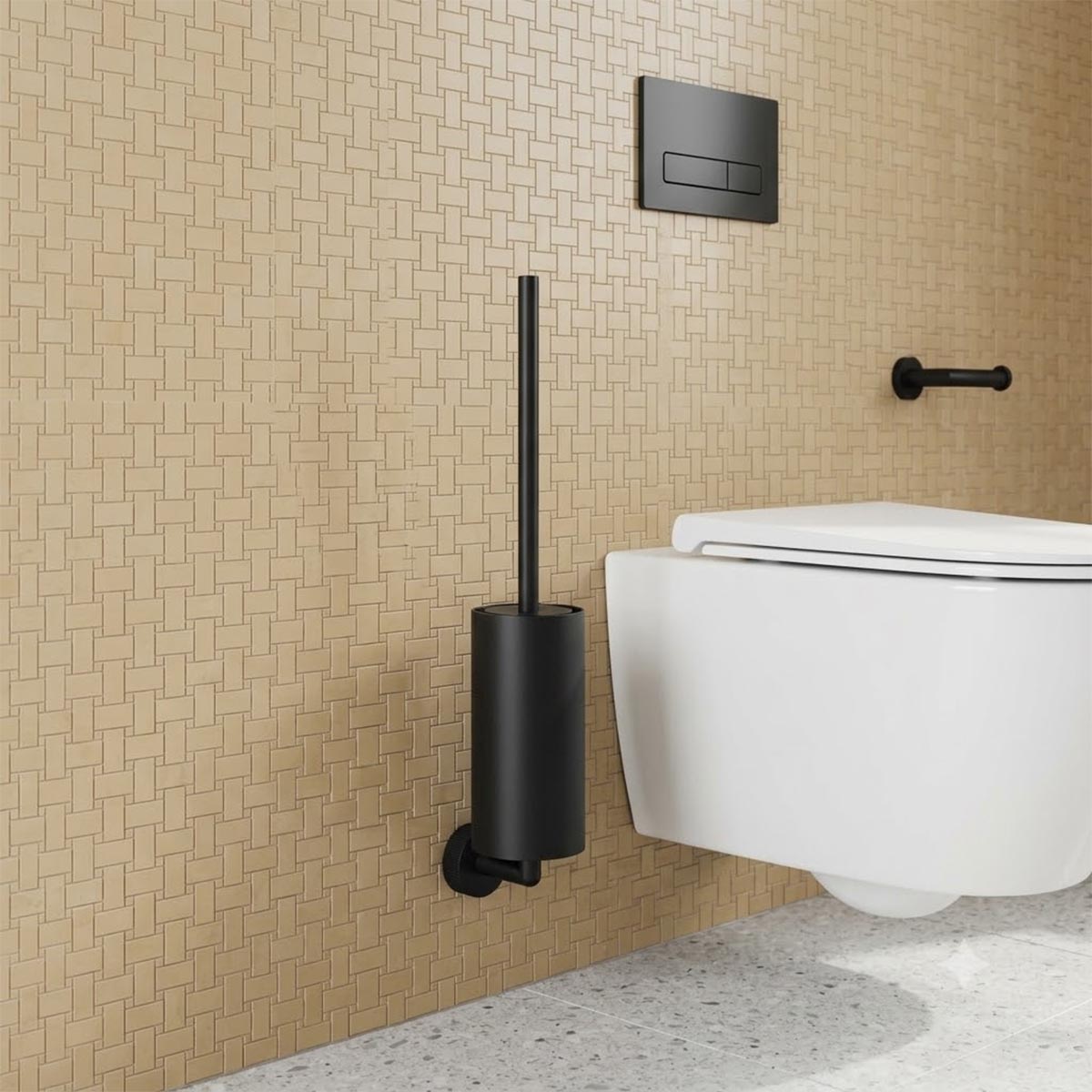 Black toilet brush holder wall mounted