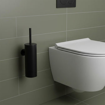 Black toilet brush holder with brush  Main image