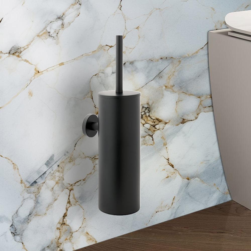 Black toilet brush holder with brush  Main image